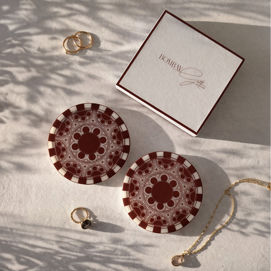 Rose Window Round Marble Coasters (Set of 2)
